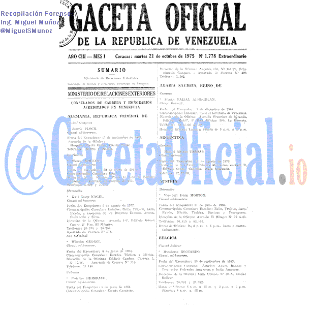 Gaceta Oficial 1778 del 21 Octubre 1975
