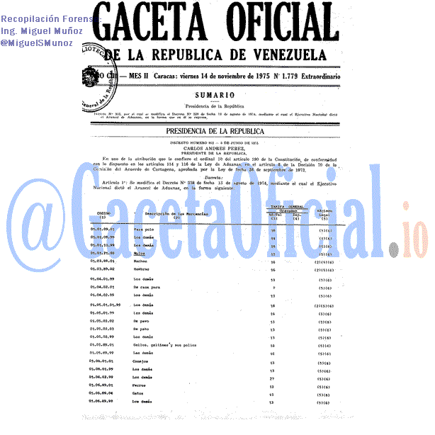 Gaceta Oficial 1779 del 14 Noviembre 1975