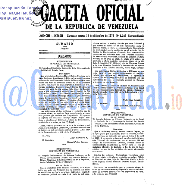 Gaceta Oficial 1783 del 16 Diciembre 1975