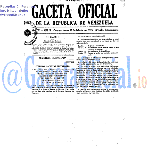 Gaceta Oficial 1785 del 19 Diciembre 1975
