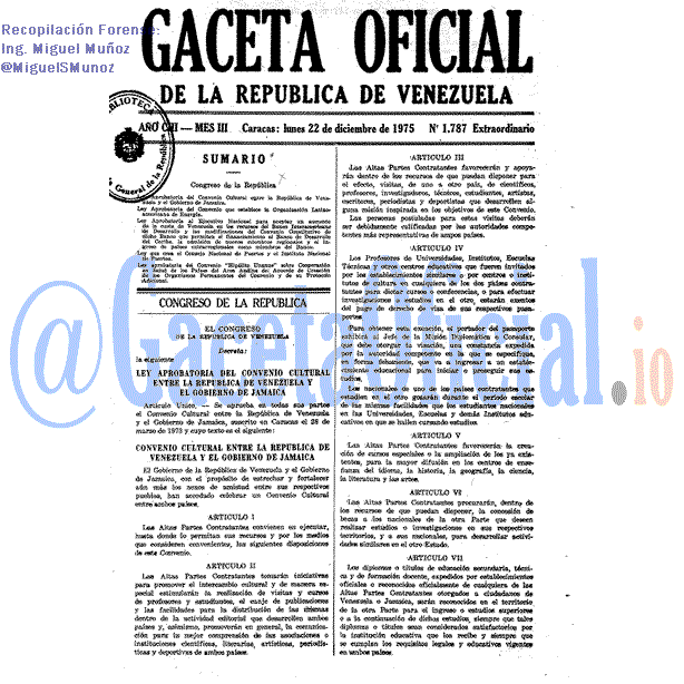 Gaceta Oficial 1787 del 22 Diciembre 1975
