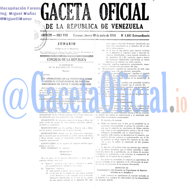 Gaceta Oficial 1881 del 10 Junio 1976
