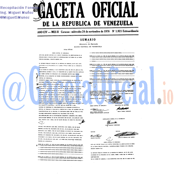 Gaceta Oficial 1921 del 24 Noviembre 1976