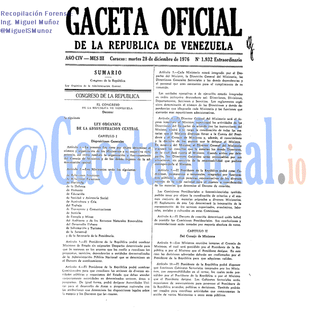 Gaceta Oficial 1932 del 28 Diciembre 1976
