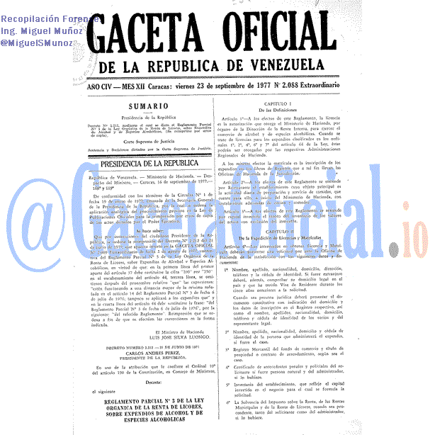 Gaceta Oficial 2088 del 23 Septiembre 1977