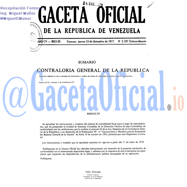 Gaceta Oficial 2107 del 15 Diciembre 1977