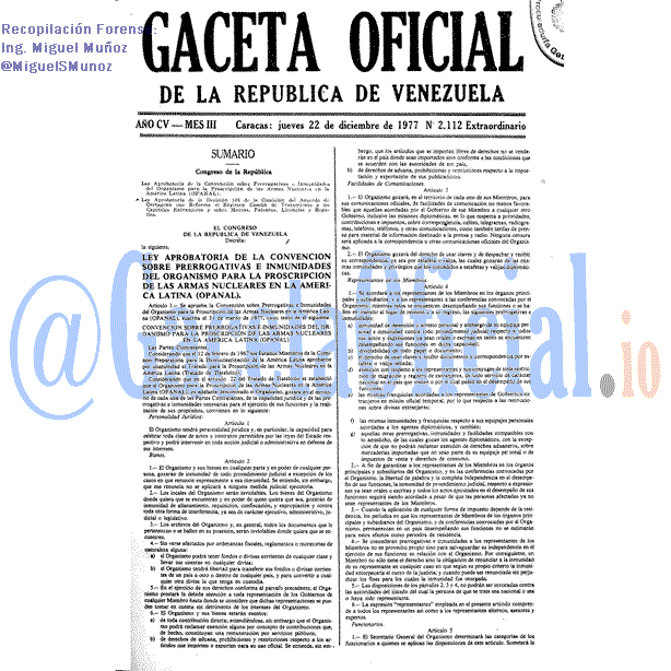 Gaceta Oficial 2112 del 22 Diciembre 1977