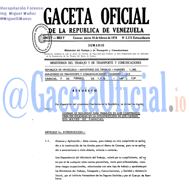 Gaceta Oficial 2173 del 16 Febrero 1978