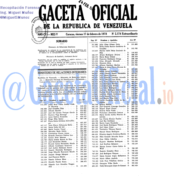 Gaceta Oficial 2174 del 17 Febrero 1978