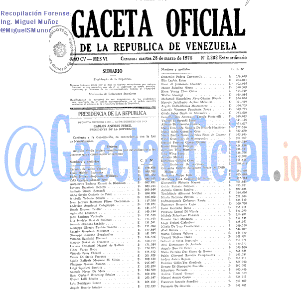 Gaceta Oficial 2202 del 28 Marzo 1978