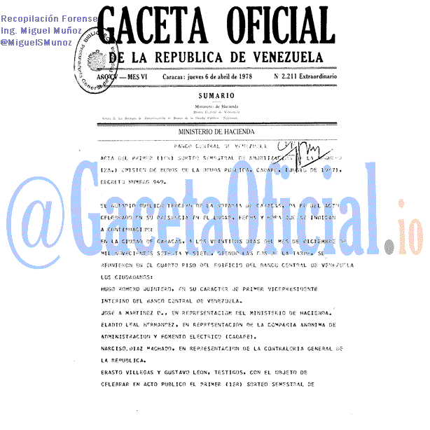 Gaceta Oficial 2211 del 6 Abril 1978