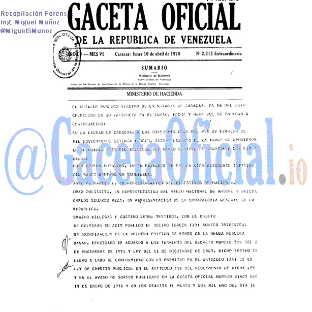 Gaceta Oficial 2212 del 10 Abril 1978