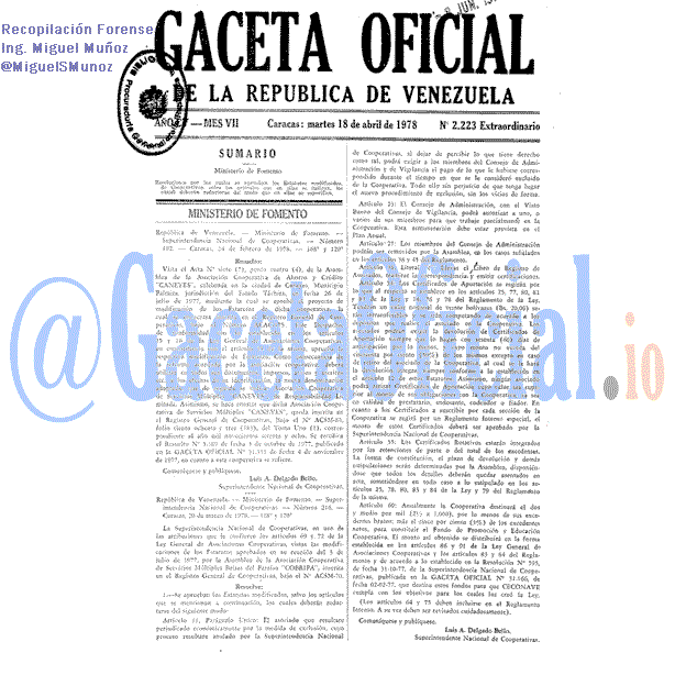 Gaceta Oficial 2223 del 18 Abril 1978