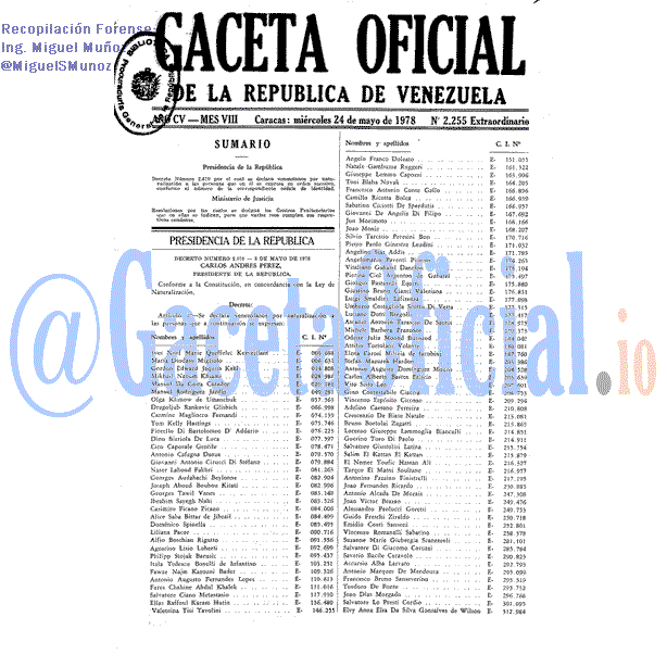 Gaceta Oficial 2255 del 24 Mayo 1978
