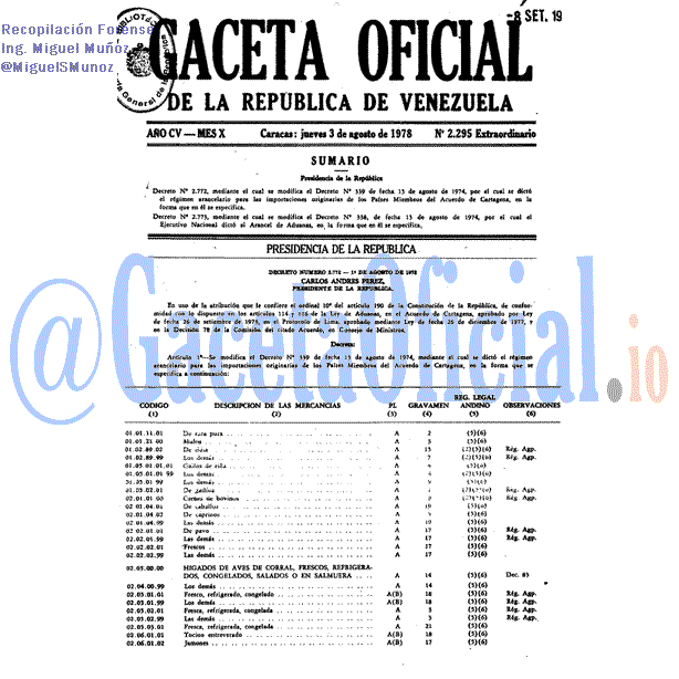 Gaceta Oficial 2295 del 3 Agosto 1978