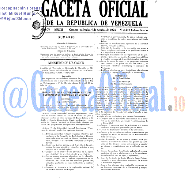 Gaceta Oficial 2319 del 4 Octubre 1978