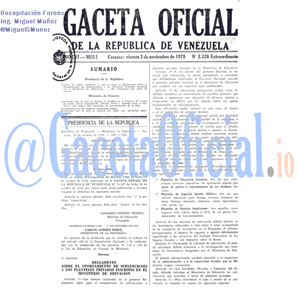 Gaceta Oficial 2328 del 3 Noviembre 1978