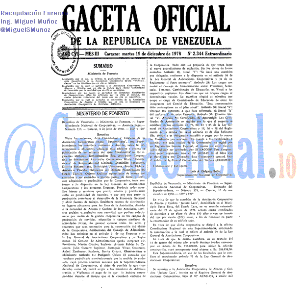 Gaceta Oficial 2344 del 19 Diciembre 1978