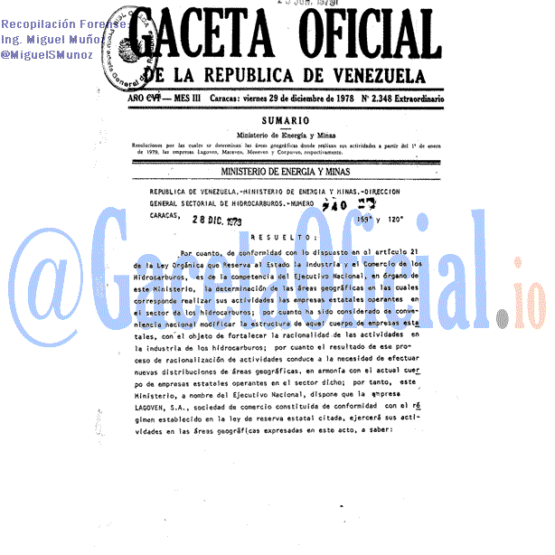 Gaceta Oficial 2348 del 29 Diciembre 1978