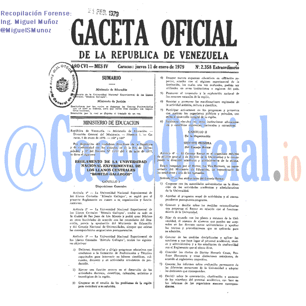 Gaceta Oficial 2358 del 11 Enero 1979