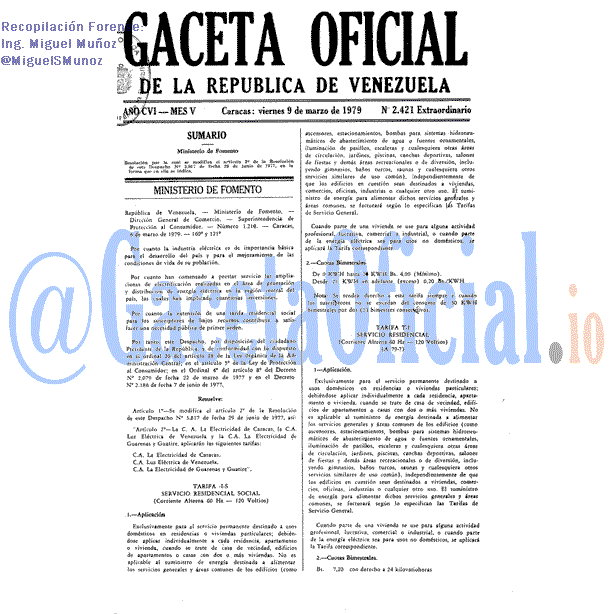 Gaceta Oficial 2421 del 9 Marzo 1979