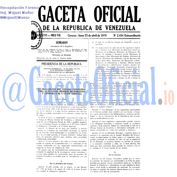 Gaceta Oficial 2454 del 23 Abril 1979