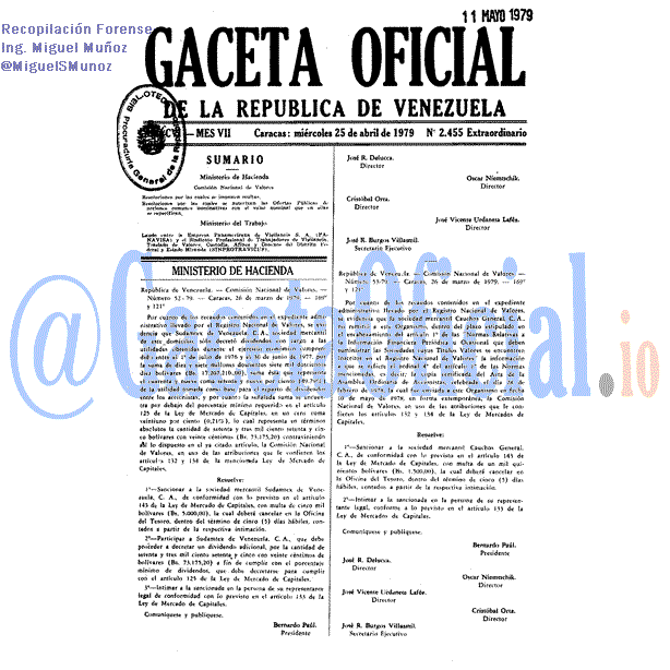 Gaceta Oficial 2455 del 25 Abril 1979