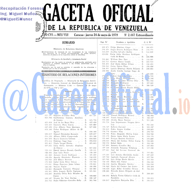 Gaceta Oficial 2467 del 24 Mayo 1979