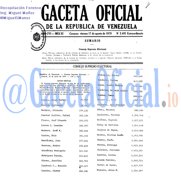 Gaceta Oficial 2491 del 17 Agosto 1979