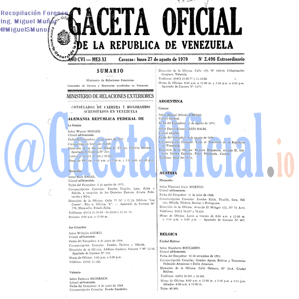 Gaceta Oficial 2496 del 27 Agosto 1979