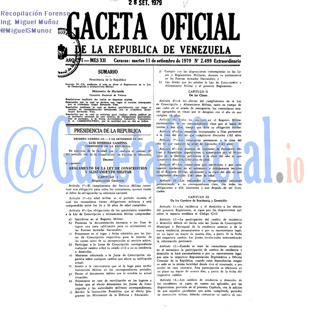 Gaceta Oficial 2499 del 11 Septiembre 1979