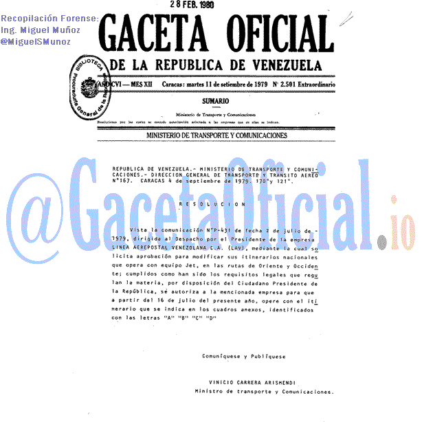 Gaceta Oficial 2501 del 11 Septiembre 1979