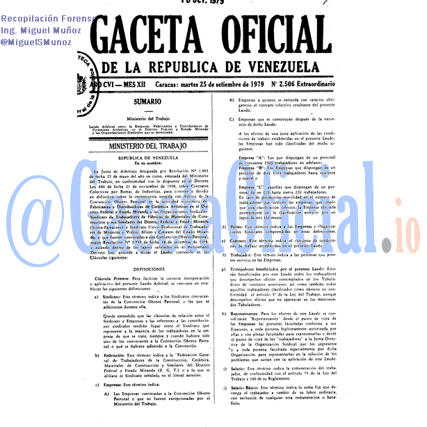 Gaceta Oficial 2506 del 25 Septiembre 1979