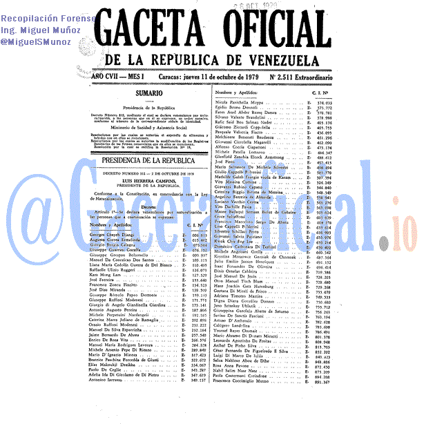 Gaceta Oficial 2511 del 11 Octubre 1979