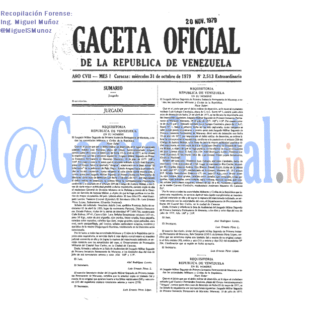 Gaceta Oficial 2513 del 31 Octubre 1979