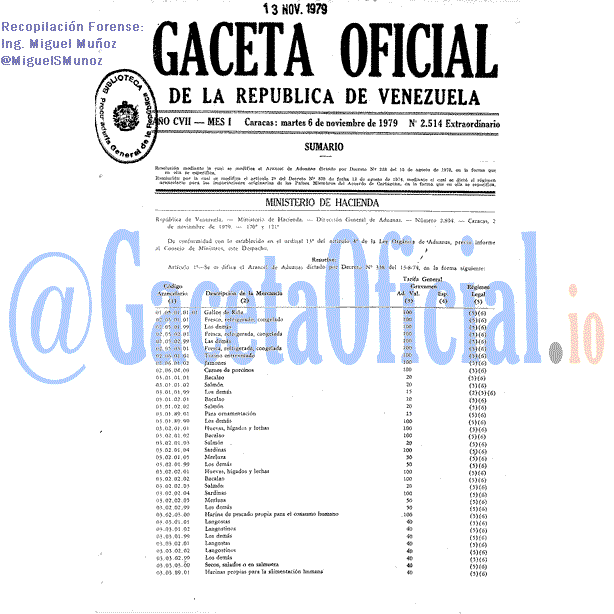 Gaceta Oficial 2514 del 6 Noviembre 1979