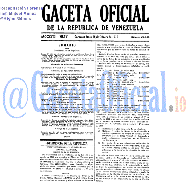 Gaceta Oficial 29146 del 16 Febrero 1970