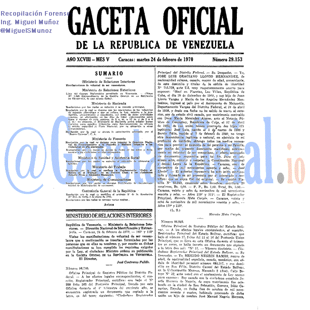 Gaceta Oficial 29153 del 24 Febrero 1970