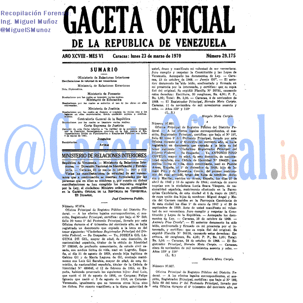 Gaceta Oficial 29175 del 23 Marzo 1970