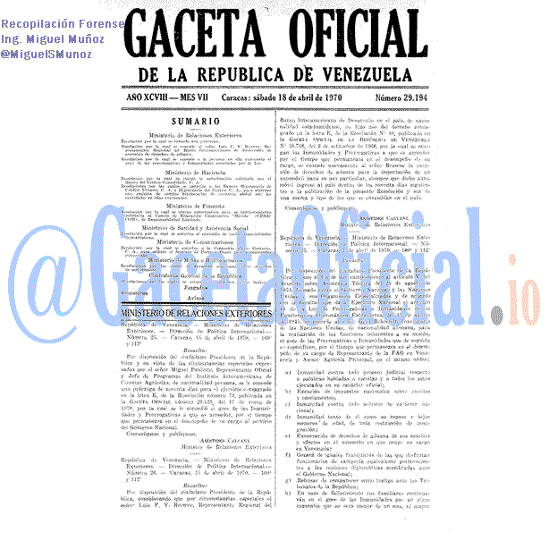 Gaceta Oficial 29194 del 18 Abril 1970