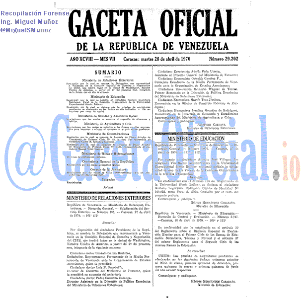 Gaceta Oficial 29202 del 28 Abril 1970