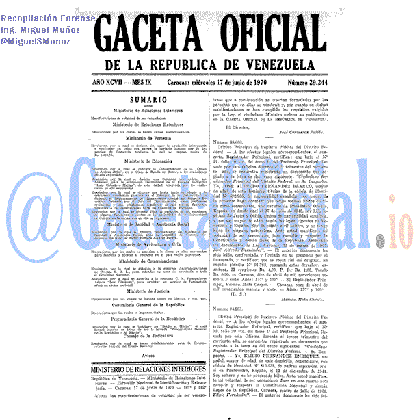 Gaceta Oficial 29244 del 17 Junio 1970