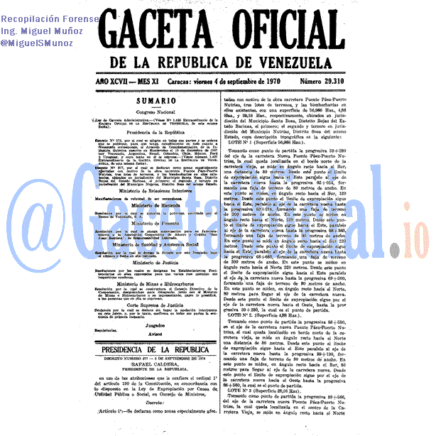 Gaceta Oficial 29310 del 4 Septiembre 1970