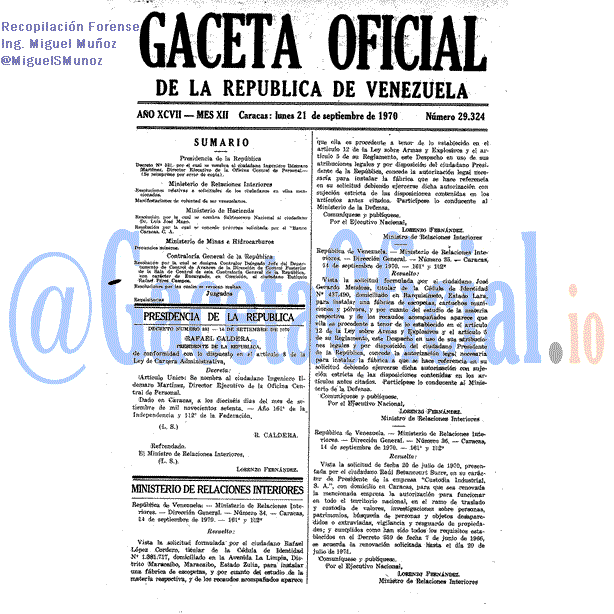 Gaceta Oficial 29324 del 21 Septiembre 1970
