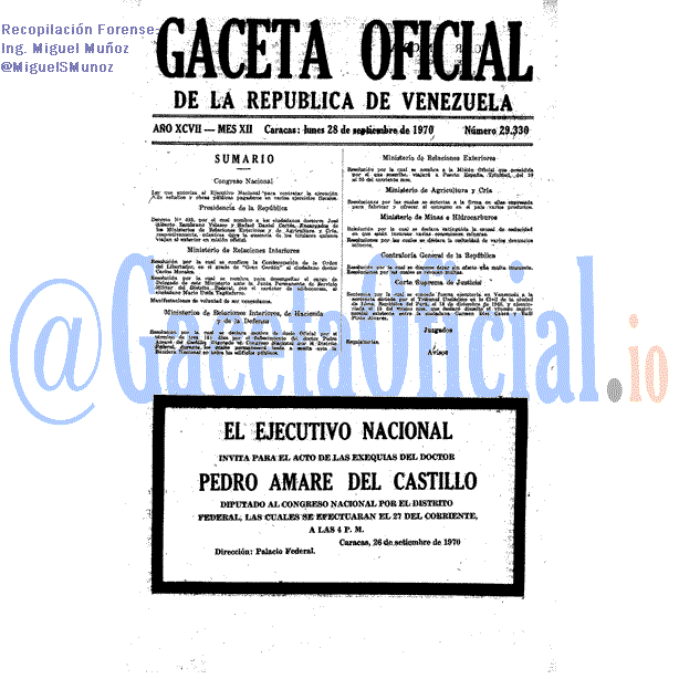 Gaceta Oficial 29330 del 28 Septiembre 1970