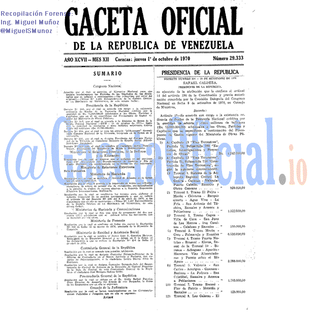 Gaceta Oficial 29333 del 1 Octubre 1970
