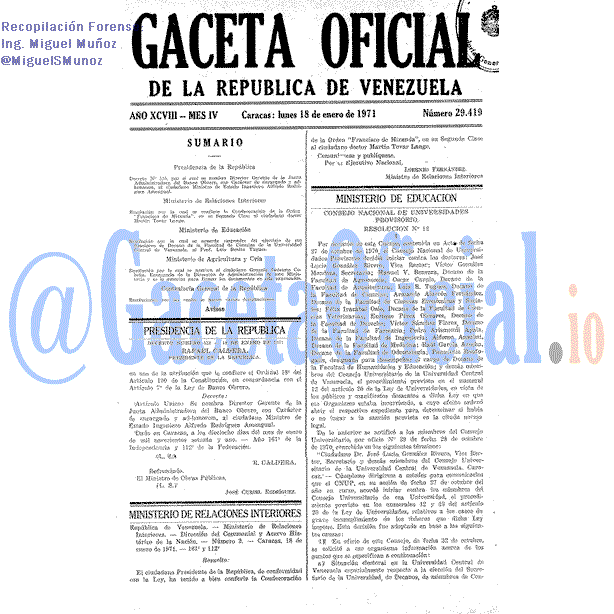 Gaceta Oficial 29419 del 18 Enero 1971
