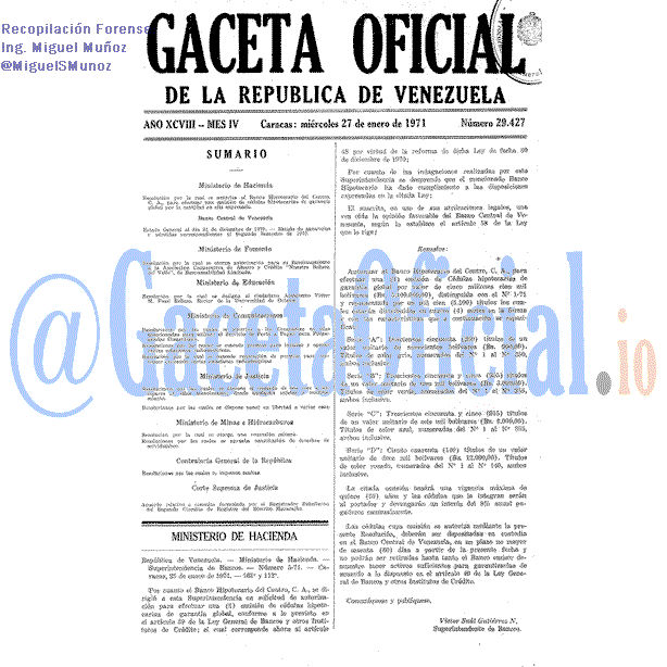 Gaceta Oficial 29427 del 27 Enero 1971