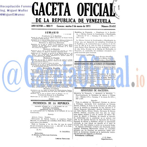 Gaceta Oficial 29452 del 2 Marzo 1971