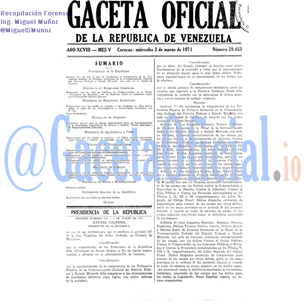 Gaceta Oficial 29453 del 3 Marzo 1971